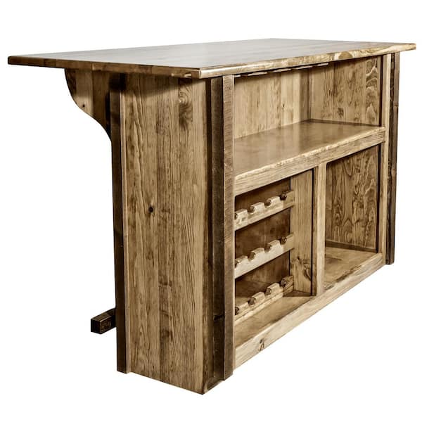 MONTANA WOODWORKS Homestead Collection Early American Wooden Bar with Wine Rack and Stemware Holder