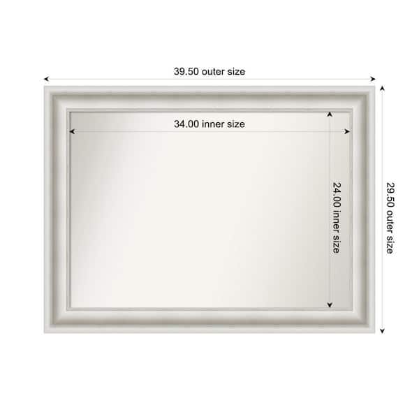 Amanti Art Parlor White 39.5 in. W x 29.5 in. H Custom Non-Beveled Recycled Polystyrene Framed Bathroom Vanity Wall Mirror
