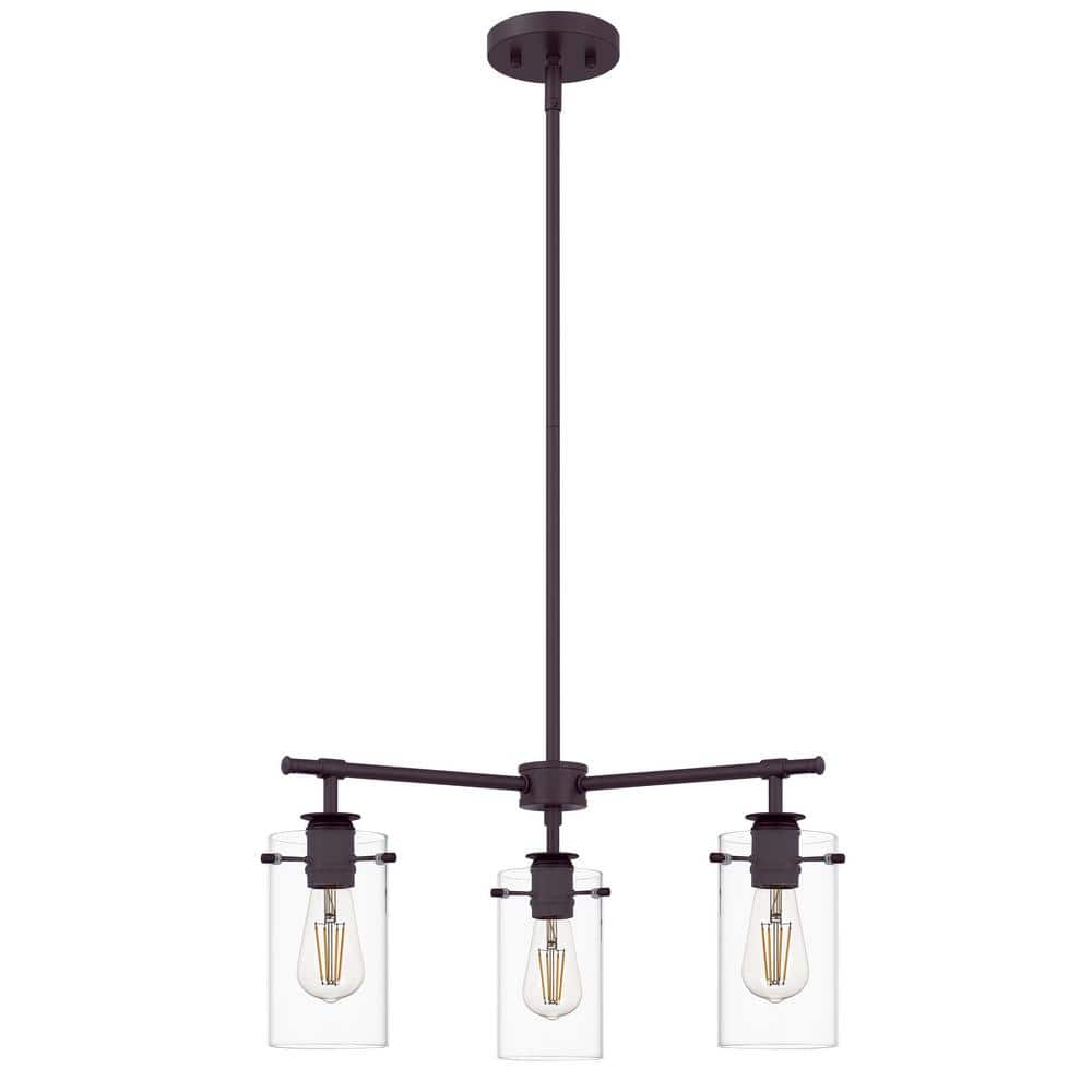 3-Light Espresso Chandelier with Glass Shades