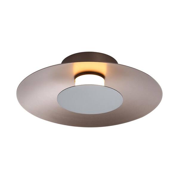Golden Lighting - Luma 11.75 in. 12-Watt Soft Modern Coffee Silver Integrated LED Flush Mount with Graphite Shade