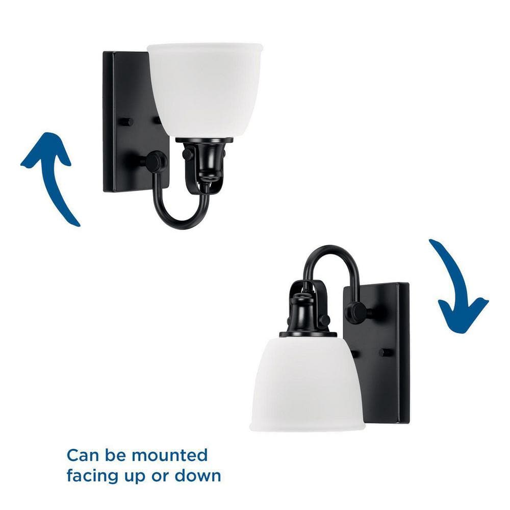 Matte Black Steel Outdoor Wall Sconce with Opal Glass Shade
