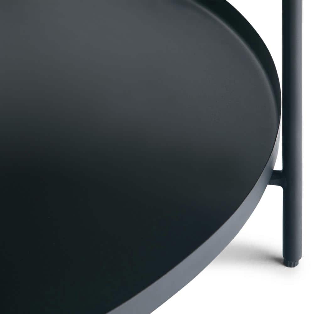 Monet 32" Round Black Metal Coffee Table with Storage