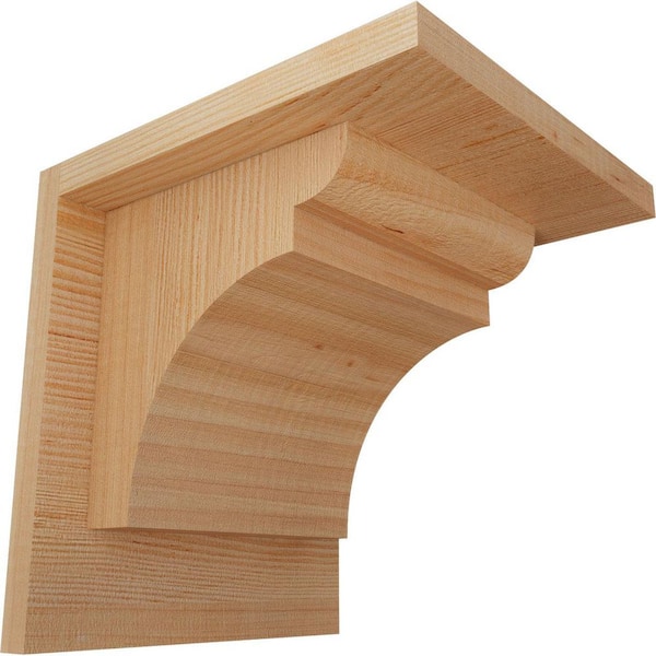 Ekena Millwork 7-1/2 in. x 8 in. x 8 in. Douglas Fir Yorktown Smooth Corbel with Backplate