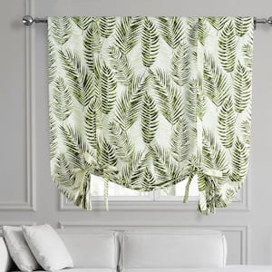 Kupala Eternal Green Printed Cotton 46 in. W x 63 in. L Room Darkening Rod Pocket Tie-Up Window Shade (1 Panel)