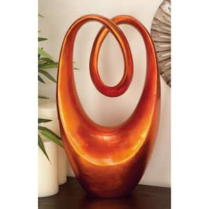 Orange Polystone Swirl Abstract Sculpture