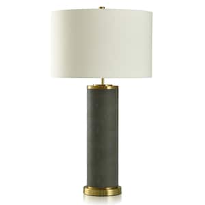 Shagreen 31 in. Brass Candlestick Task and Reading Table Lamp for Living Room with White Linen Shade