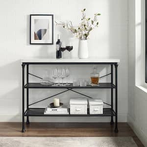 Madeleine 48 in. Matte Black Standard Rectangle Composite Console Table with Storage