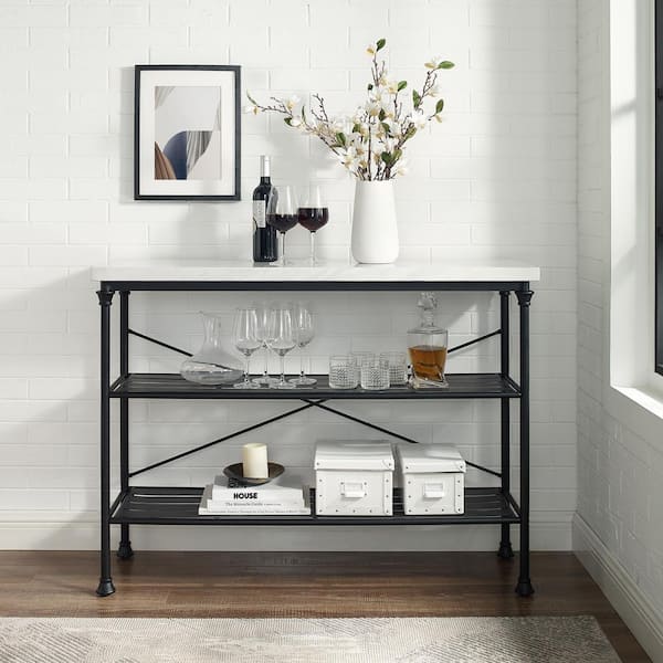 CROSLEY FURNITURE Madeleine 48 in. Matte Black Standard Rectangle Composite Console Table with Storage
