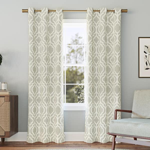 Sun Zero Eldon Trellis Print Taupe Polyester 40 in. W x 63 in. L Grommet Blackout Curtain (Single Panel)