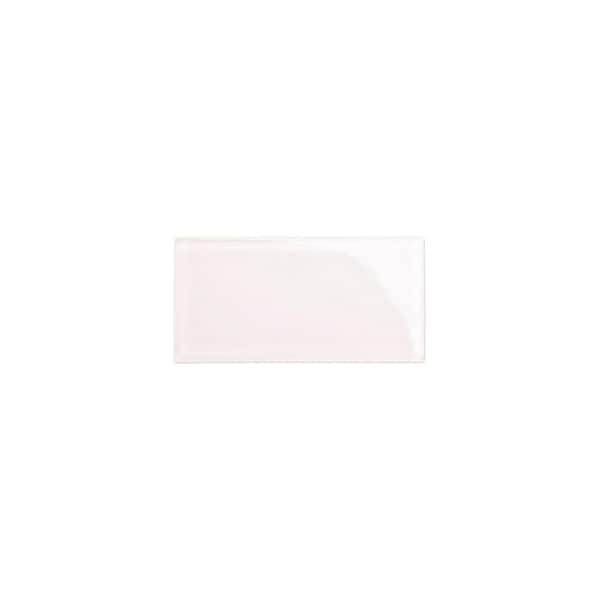 Rose Pale Pink 3 in. x 6 in. x 8mm Glass Subway Tile Sample