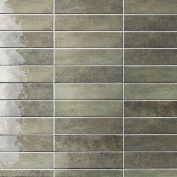 Tribeca Studio Sage Green 2 in. x 10 in. Porcelain Wall Tile (5.38 sq. ft./Case))