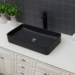 4.5 in . Ceramic Rectangular Vessel Bathroom Sink in Black