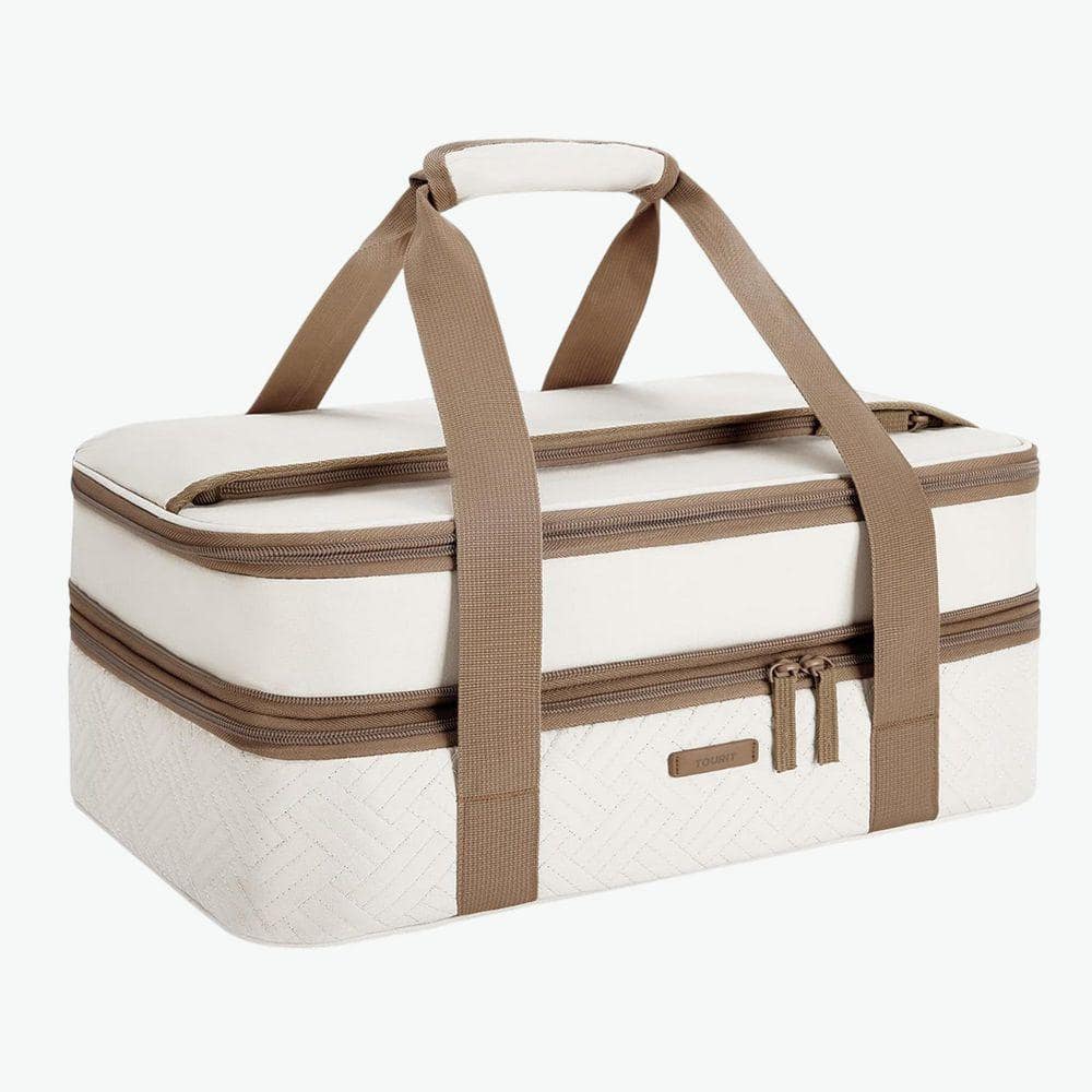 JFVKAF Double Decker Expandable Insulated Casserole Carrier Thermal Aluminum Food Carrier with Leakproof Feature X0D2D960