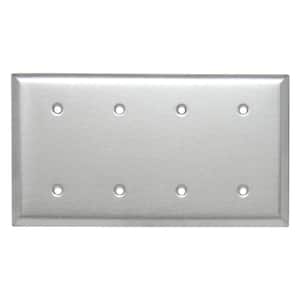 Pass & Seymour 302/304 S/S 4 Gang 4 Strap Mounted Blank Wall Plate, Stainless Steel (1-Pack)
