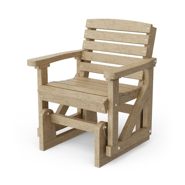 Classic 1-Person Weathered Wood Plastic Outdoor Glider