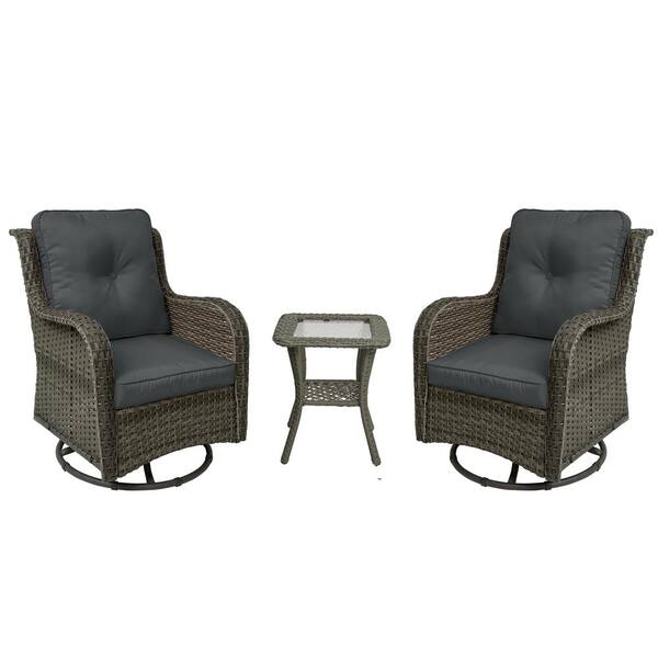 Taupe Gray Wicker Patio Chair Uixe Taupe 8-Piece Wicker Outdoor