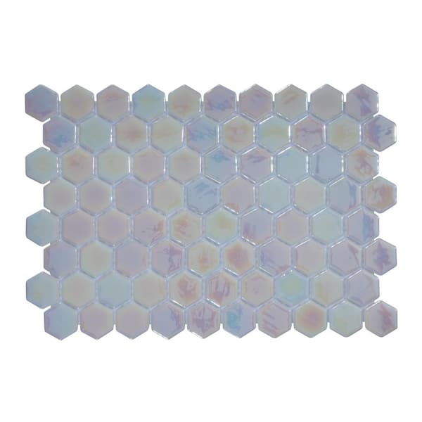 The Tile Doctor Glass Tile LOVE Endless White Mix 11 in. X 16.325 in. Hex Glossy Glass Mosaic Tile for Walls, Floors and Pools