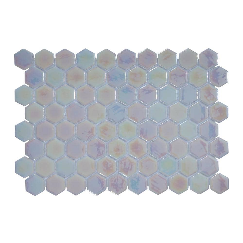 Pastel Hexagonal Glossy Glass Mosaic Tile for Kitchen and Bathroom