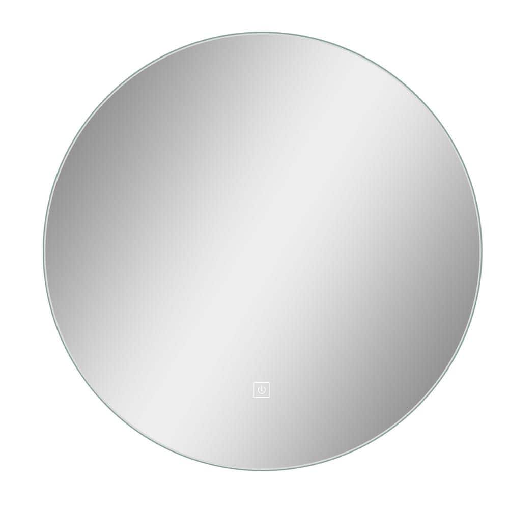 24 in. W x 24 in. H LED Rectangular Frameless Wall Mirror in Silver