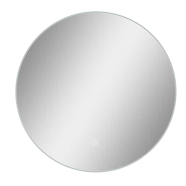 Lirago 24 in. W x 24 in. H LED Rectangular Frameless Wall Mirror in Silver