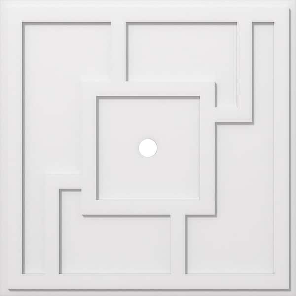 Ekena Millwork 1 in. P X 11 in. C X 32 in. OD X 2 in. ID Knox Architectural Grade PVC Contemporary Ceiling Medallion