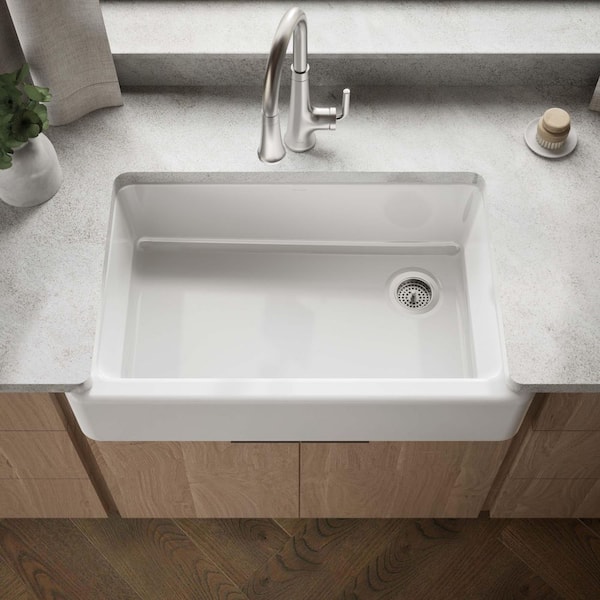 Whitehaven Undermount Farmhouse Apron Front Cast Iron 36 in. Single Bowl Kitchen Sink in White