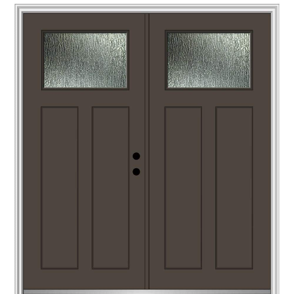 MMI Door 72 in. x 80 in. Left-Hand/Inswing Rain Glass Brown Fiberglass ...