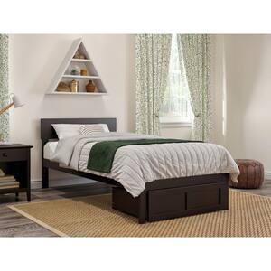 Boston Espresso Twin XL Solid Wood Solid Wood Storage Platform Bed with Foot Drawer