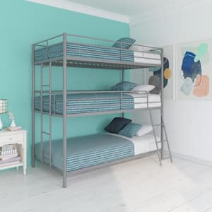 Cormac Silver Metal Twin Triple Bunk Bed