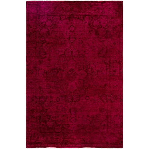 Overdyed Pink 5 x 7 Solid Wool Indoor Area Rug