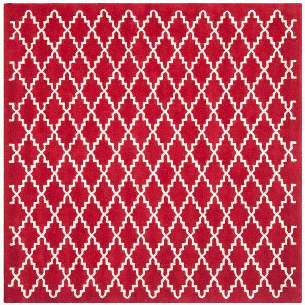 SAFAVIEH Chatham Red/Ivory 7 ft. x 7 ft. Square Area Rug
