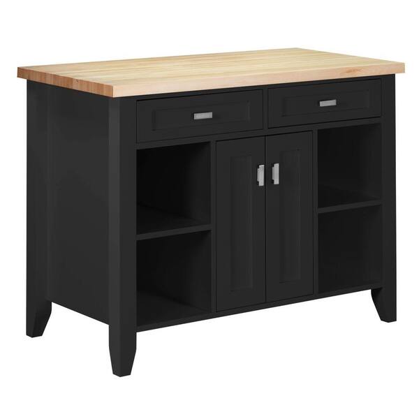 Strasser Woodenworks Provence 48 in. Kitchen Island in Satin Black with Maple Top-DISCONTINUED