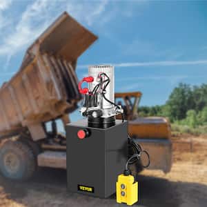 Dump Trailer Power Unit 12-Volt Hydraulic Pump 13 Quart Single Acting with Control Remote, Black