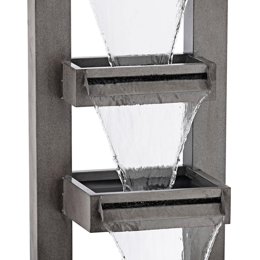 Alpine 43" Zinc Industrial Tiered Waterfall Fountain