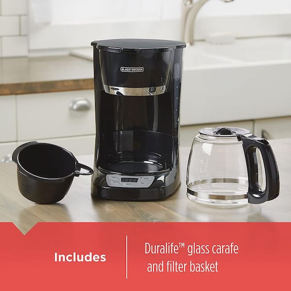 BLACK+DECKER 12-Cup Programmable Drip Coffee Maker in Black