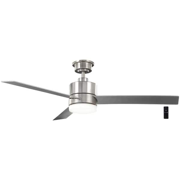 Hampton Bay Madison 52 in. Indoor Brushed Nickel Ceiling Fan with Adjustable White Integrated LED with Remote Included