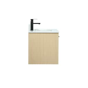 30 in. W Single Bath Vanity in Maple with Engineered Stone Vanity Top in Ivory with White Basin with Backsplash