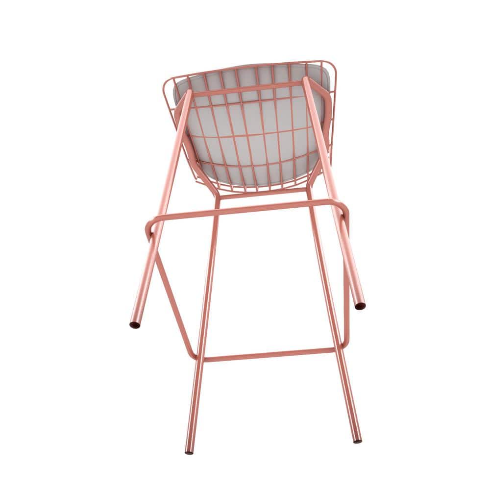 Madeline Rose Pink Gold and White Metal Leather Barstool 42"