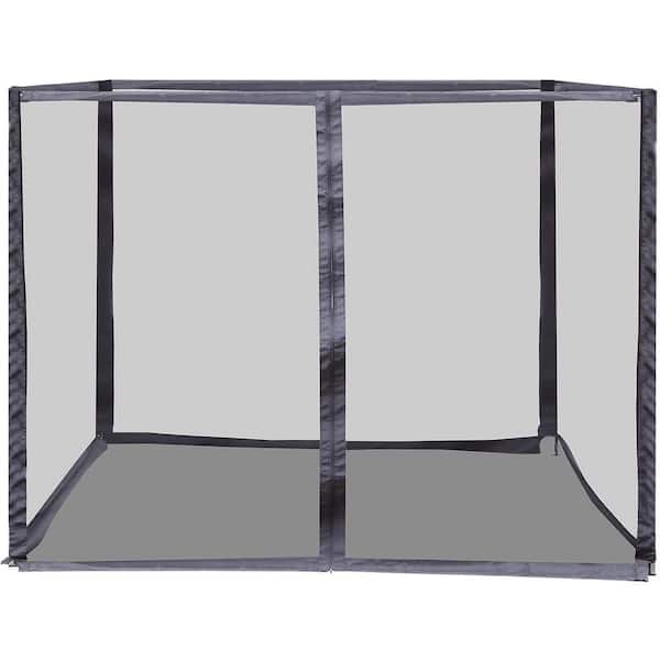 10 ft. X 10 ft. Black Outdoor Gazebo Replacement Mosquito Netting with Zipper for Patio Canopy Tent