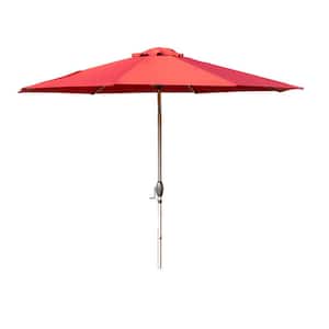 9 ft. Market UV Protection Waterproof Patio Umbrella in Brick Red with Push Button Tilt and Crank, 8 Sturdy Ribs