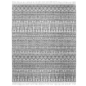 Banning Ivory Grey 8 ft. x 10 ft. Rectangle Solid Pattern Polyester Wool Runner Rug