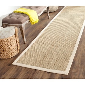 Natural Fiber Beige/Ivory 3 ft. x 16 ft. Border Runner Rug