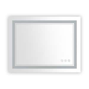 36 in. W x 28 in. H Rectangular Frameless 3-Color Light LED Anti-Fog Wall Bathroom Vanity Mirror with Timing Function