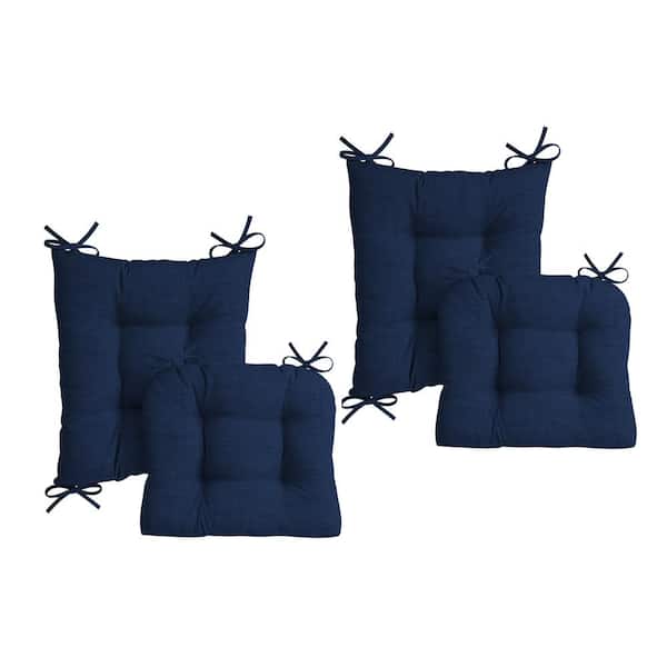 Plush Indoor/Outdoor Rocking Chair Cushion Set, 2-Pack, Tufted Cushion for Rocking Chairs Sapphire Blue Leala