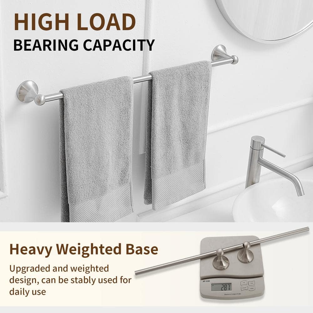 Brushed Nickel 24-Inch Wall Mounted Towel Bar