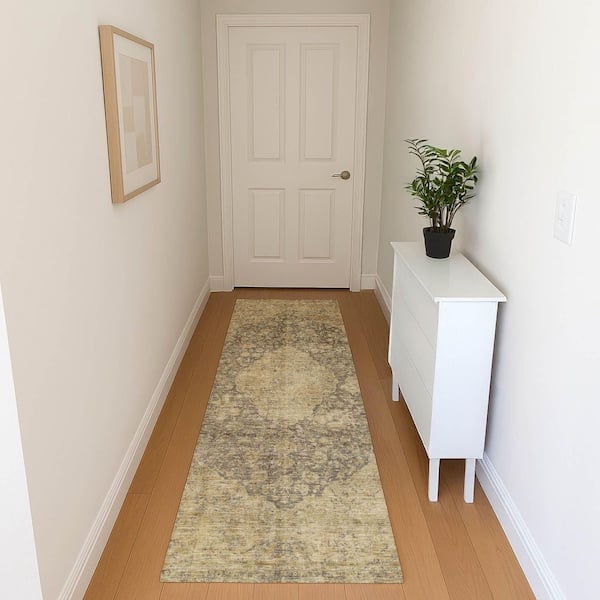 Mayfield Premium Machine Washable Abstract AMF1657 Brown 2 ft. 3 in. x 7 ft. 6 in. Runner Rug