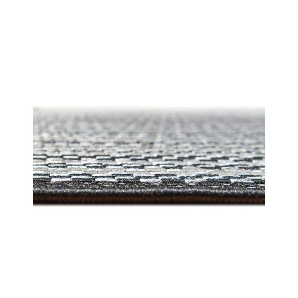 Gray Stripe Synthetic Square Outdoor Rug, 6' x 6'