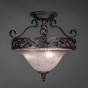 Bridgewater 18.5 in. Dark Granite Semi-Flush with Frosted Crystal Shade