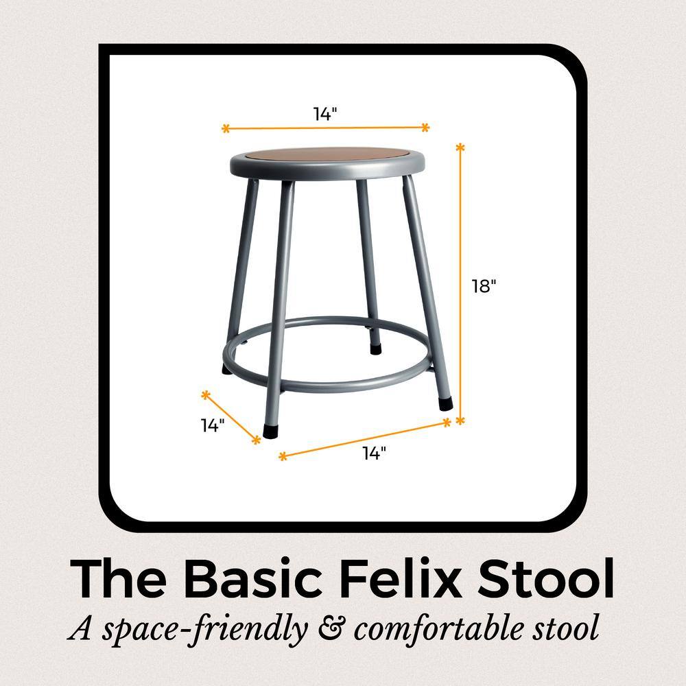 Felix 18" Gray Metal Backless Stool