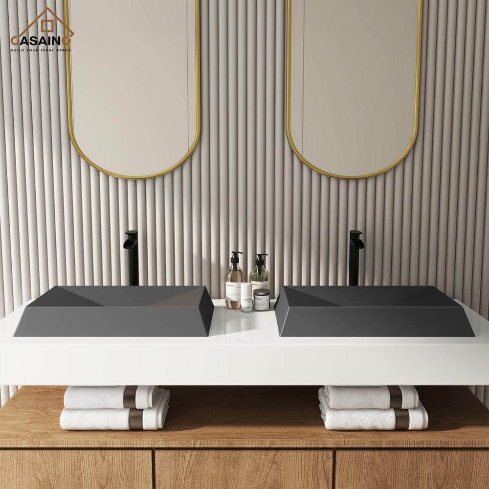 Black Earth Rectangular Ceramic Above-Counter Vessel Sink